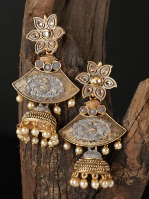 Ishin Gold Plated Meenakari Contemporary Jumka