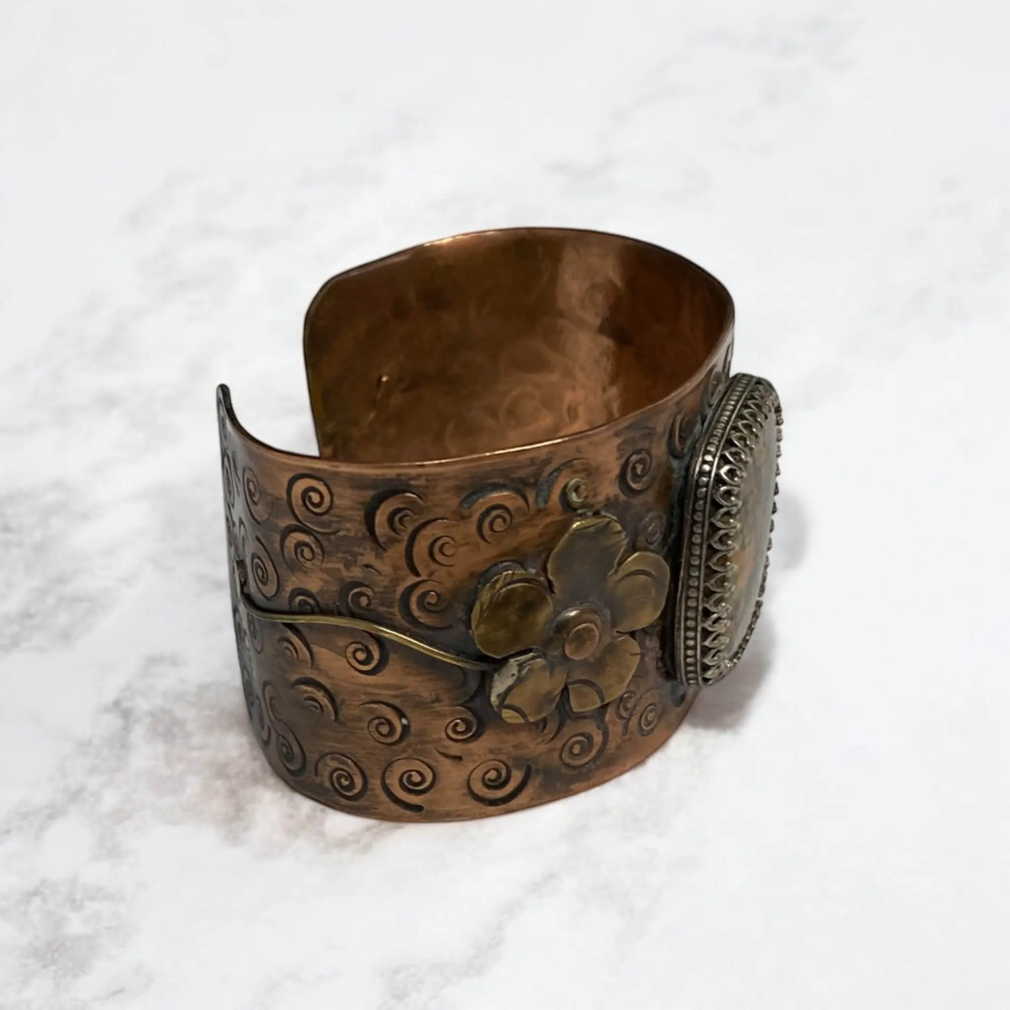 Jasper Floral Statement Cuff Bracelet