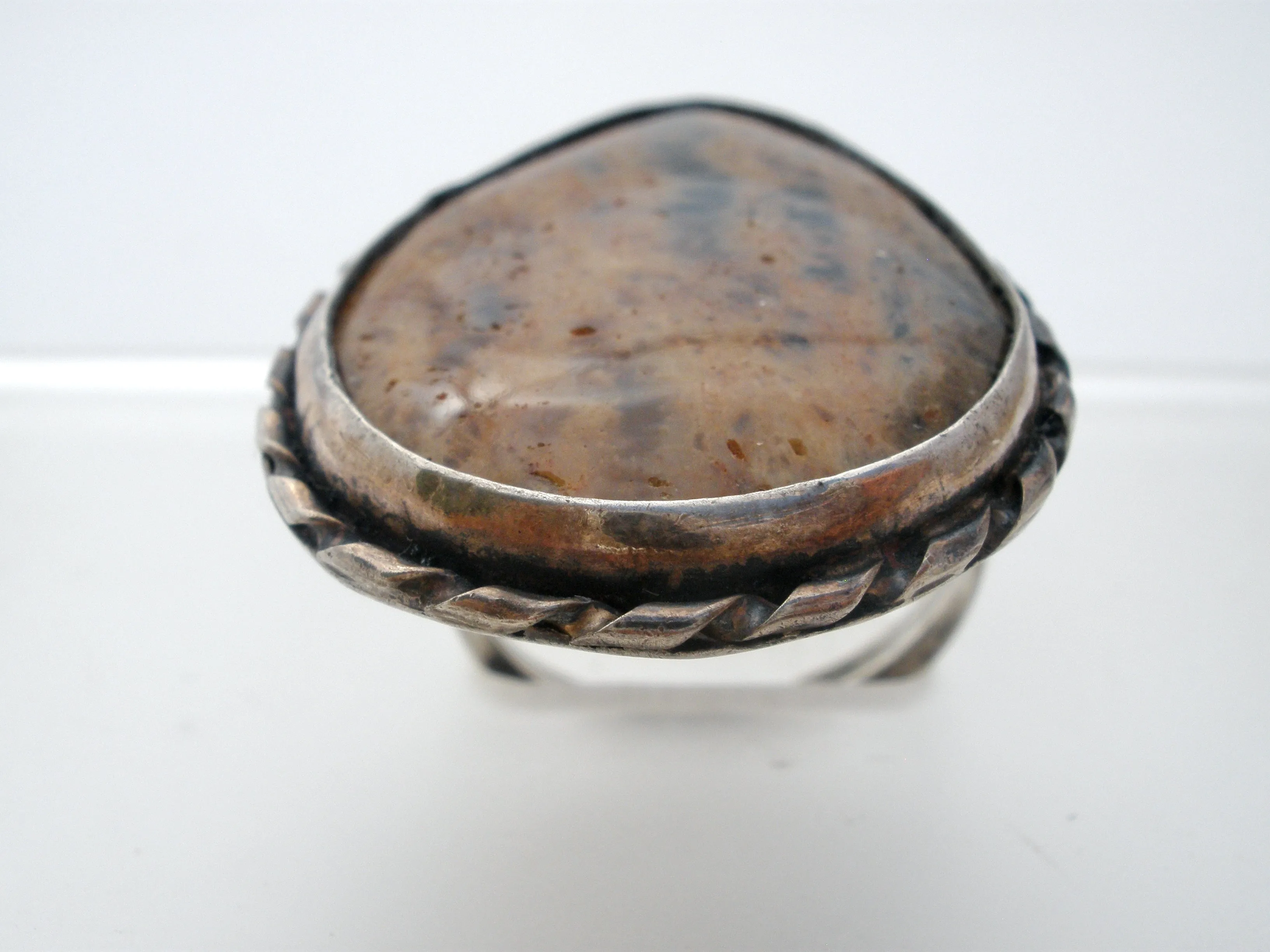 Large Jasper Ring in Sterling Silver Size 7.5 Vintage