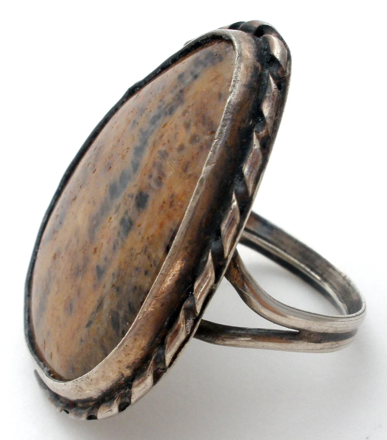 Large Jasper Ring in Sterling Silver Size 7.5 Vintage