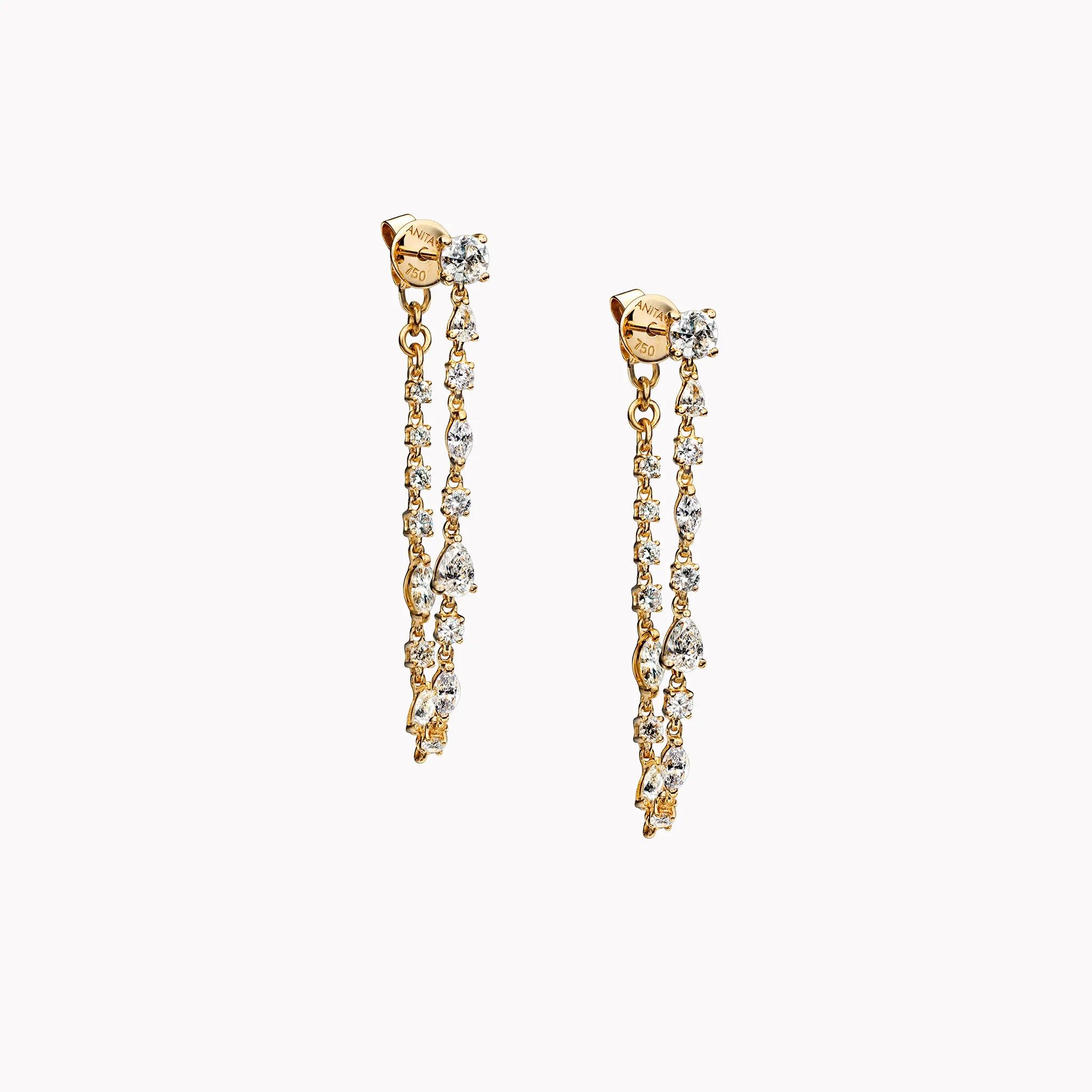 Long Multi Shape Diamond Loop Earrings