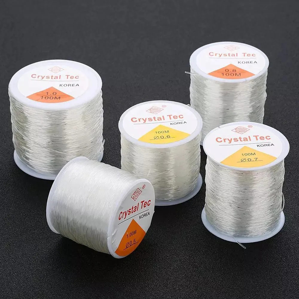 Louleur Plastic Crystal Beading Stretch Cord: White Elastic Line for Jewelry Making