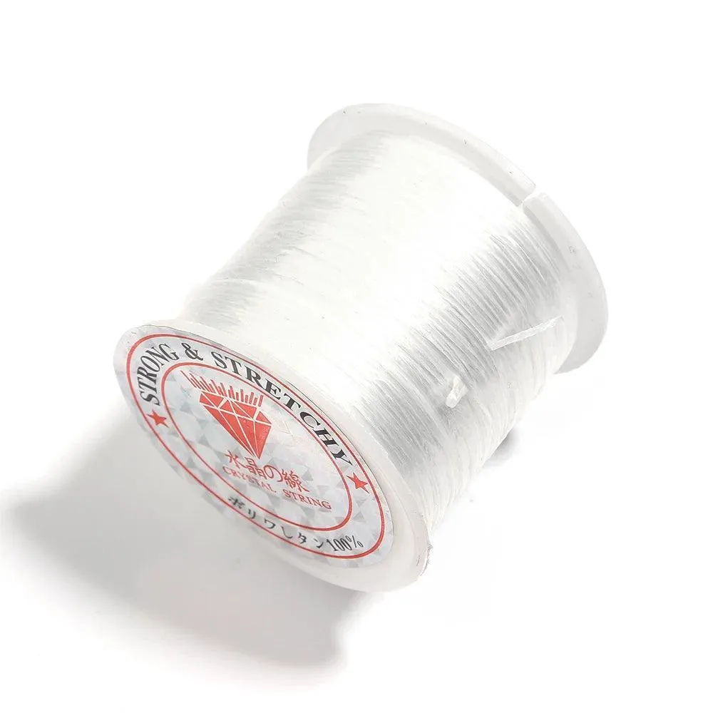 Louleur Plastic Crystal Beading Stretch Cord: White Elastic Line for Jewelry Making