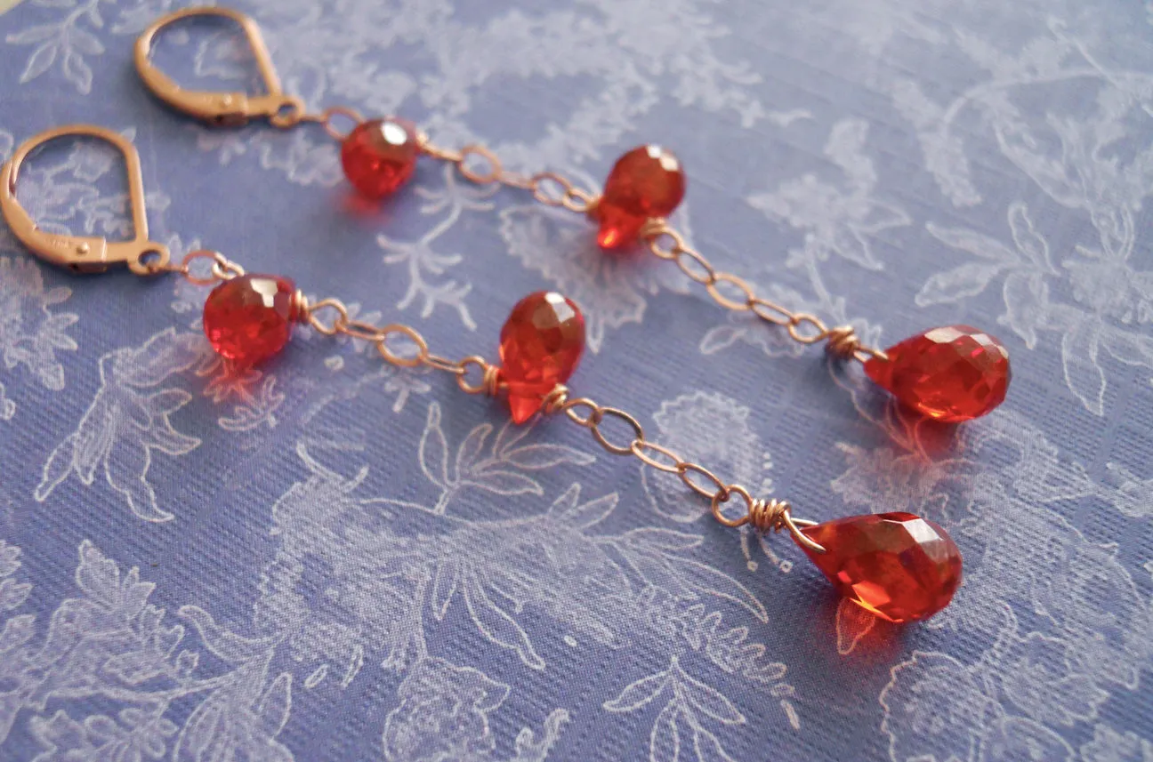 Luscious Sparkling Padparadscha Earrings