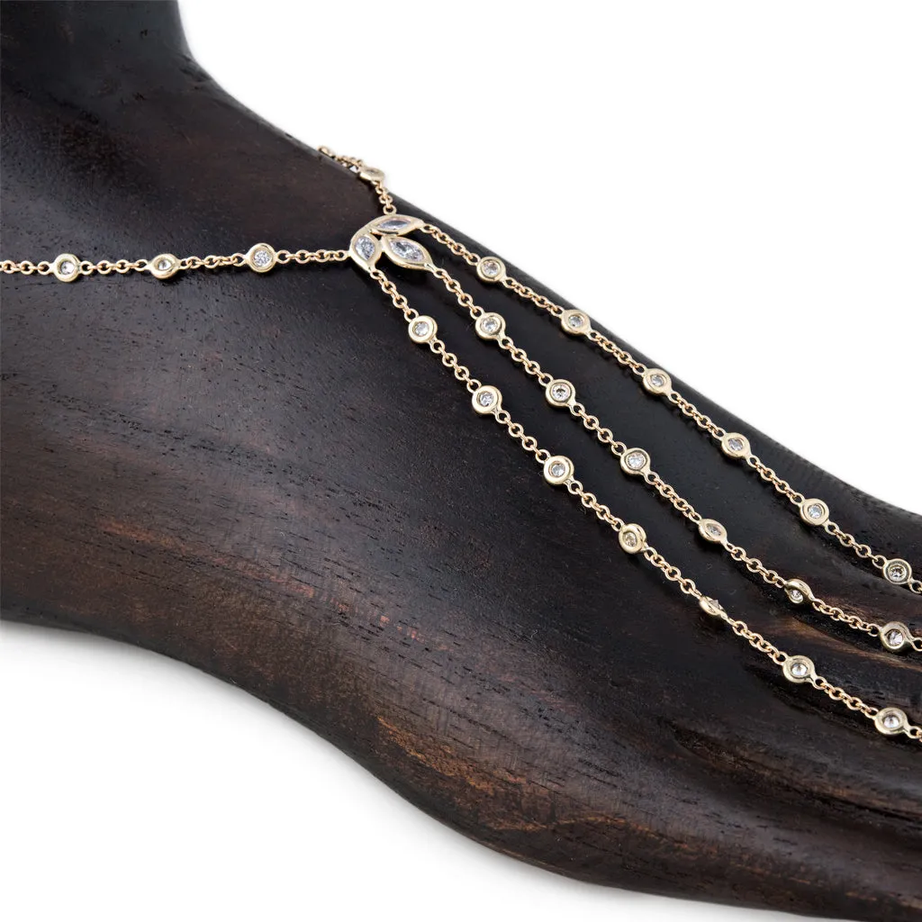 MARQUISE DIAMOND BLOSSOM TRIPLE STEM TOE ANKLET