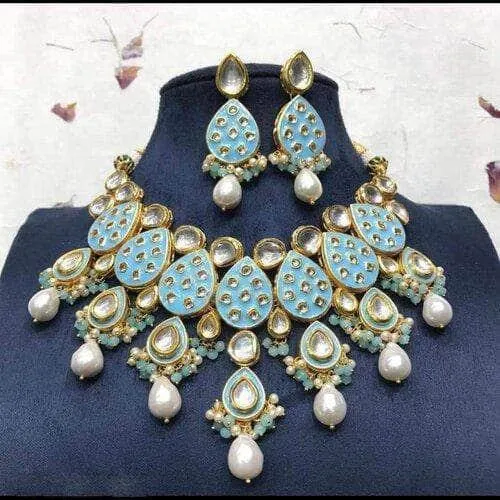 Meena Kundan Drop Necklace