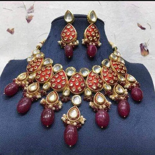 Meena Kundan Drop Necklace