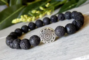 Mens Tribal Bracelet with Lava Rock