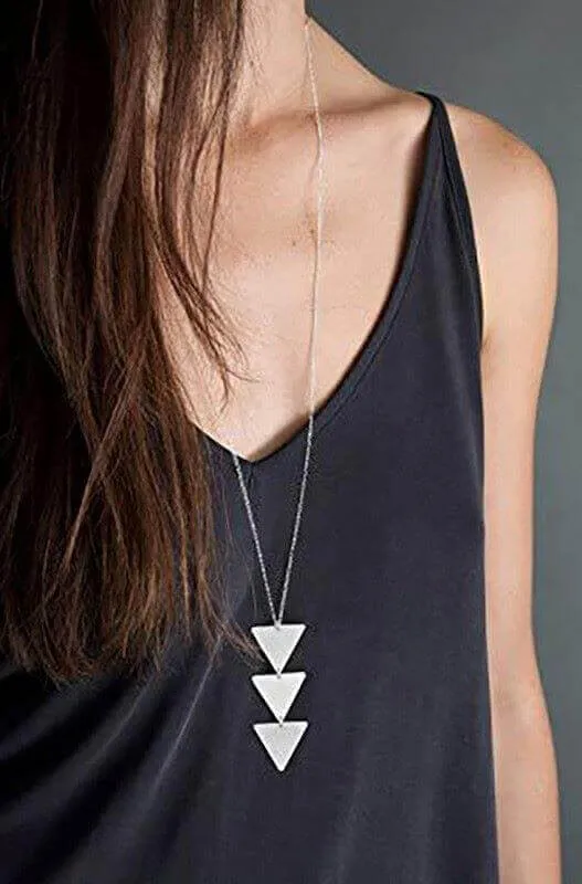 Modern Long Triangle Pendant Necklace