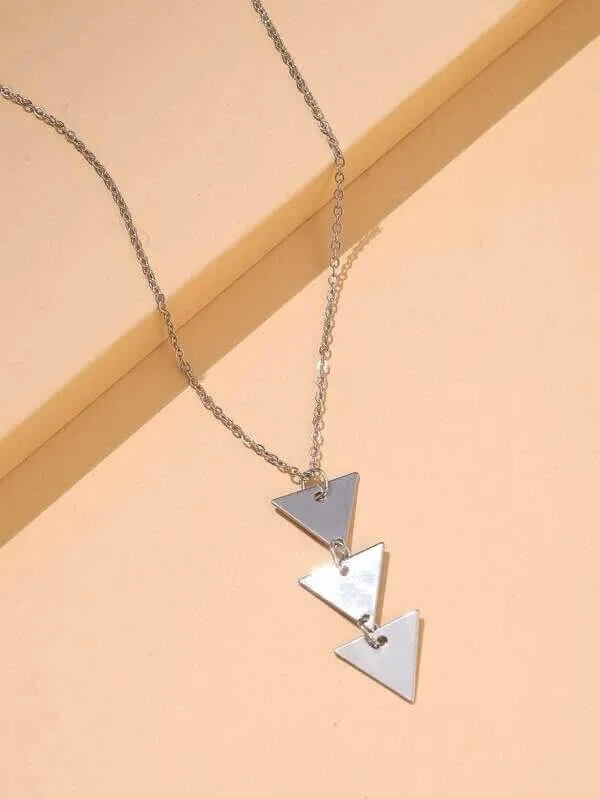 Modern Long Triangle Pendant Necklace