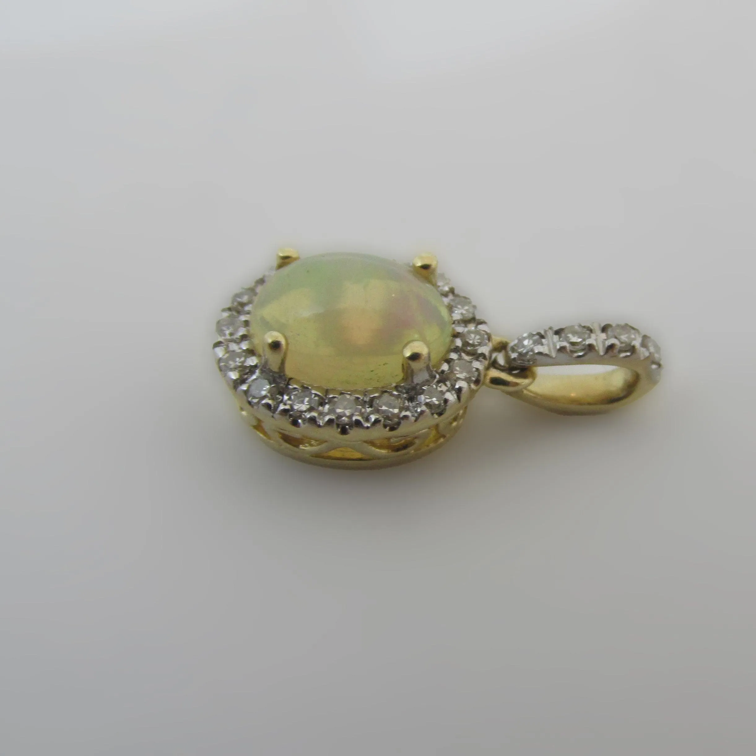 Opal and Diamond Halo Pendant