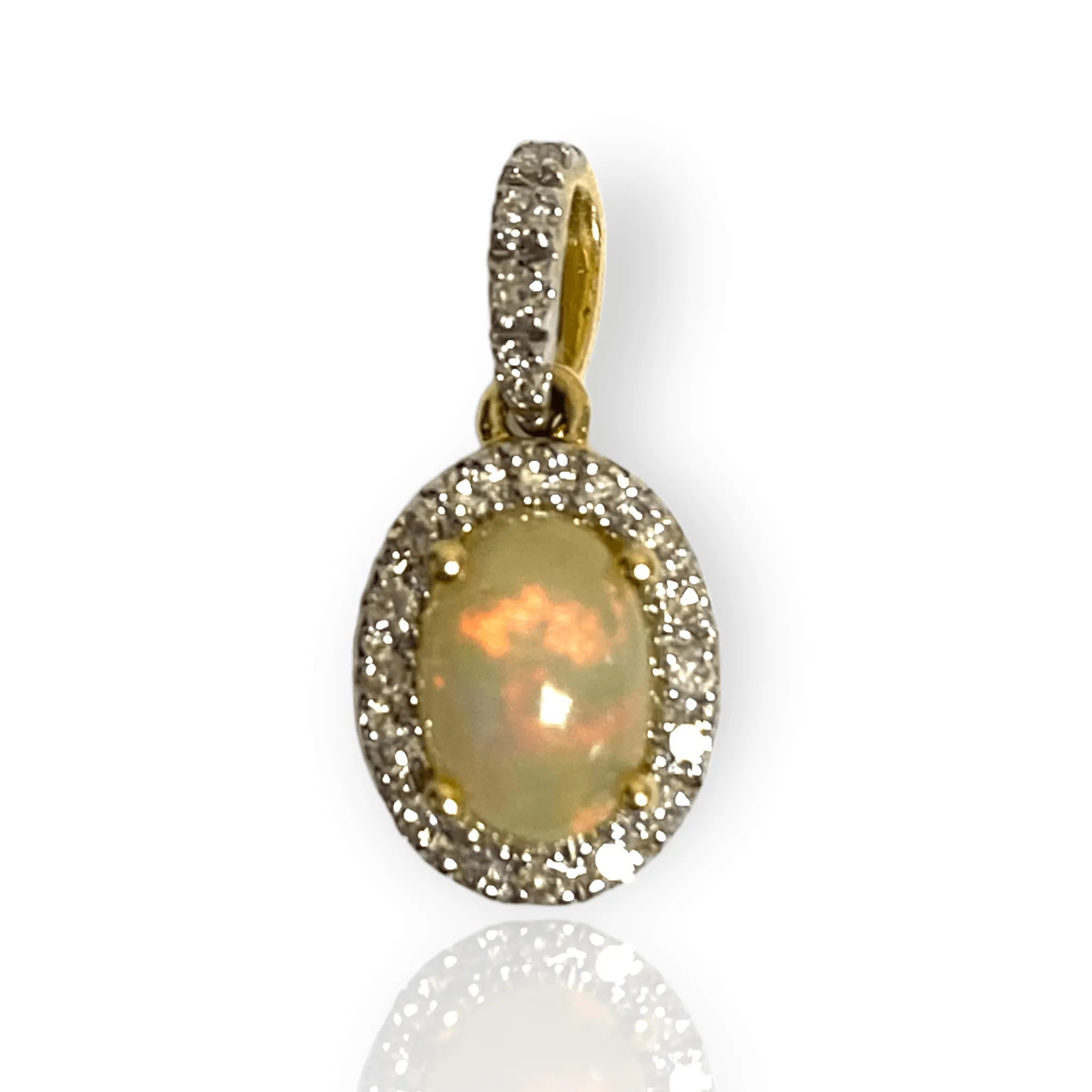 Opal and Diamond Halo Pendant