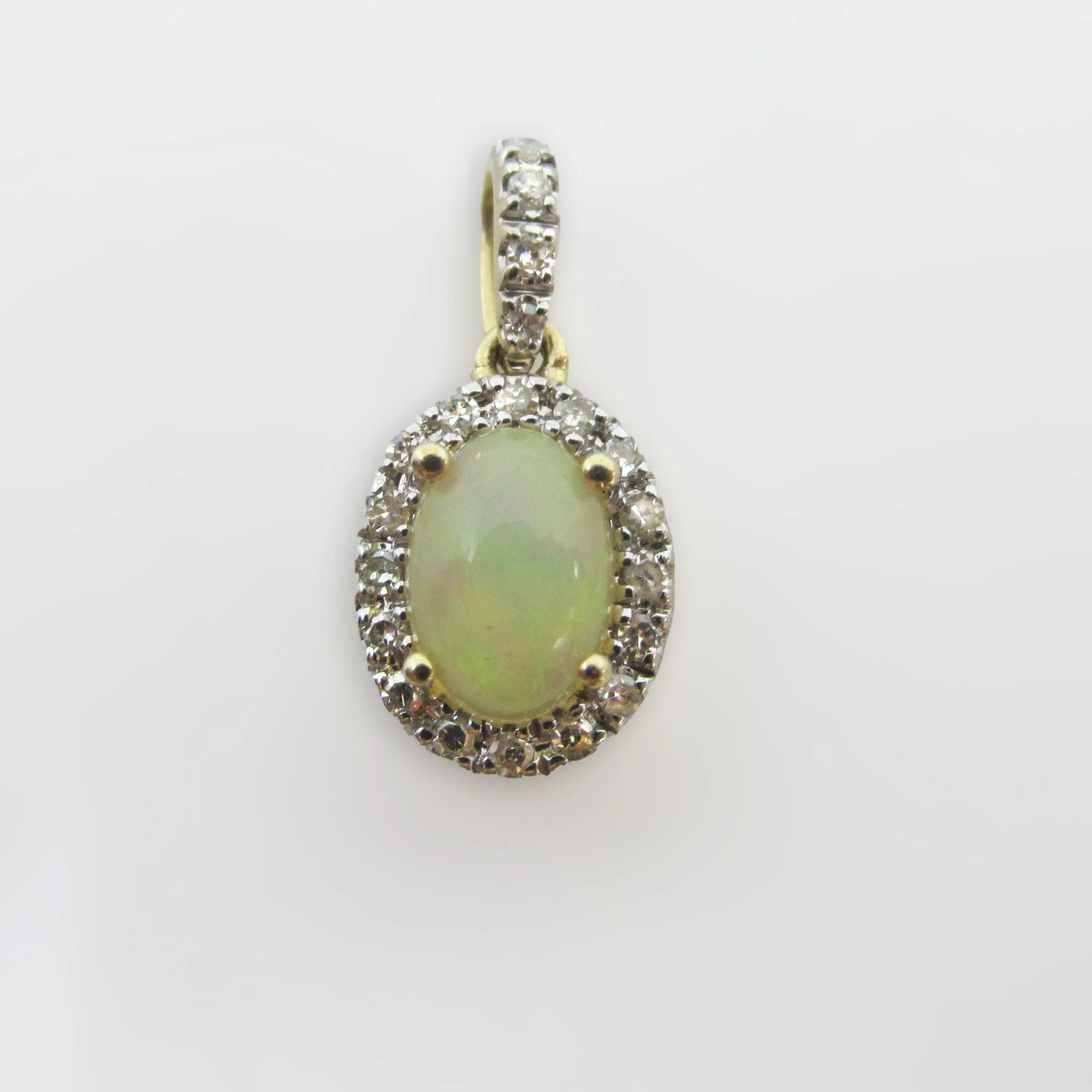 Opal and Diamond Halo Pendant