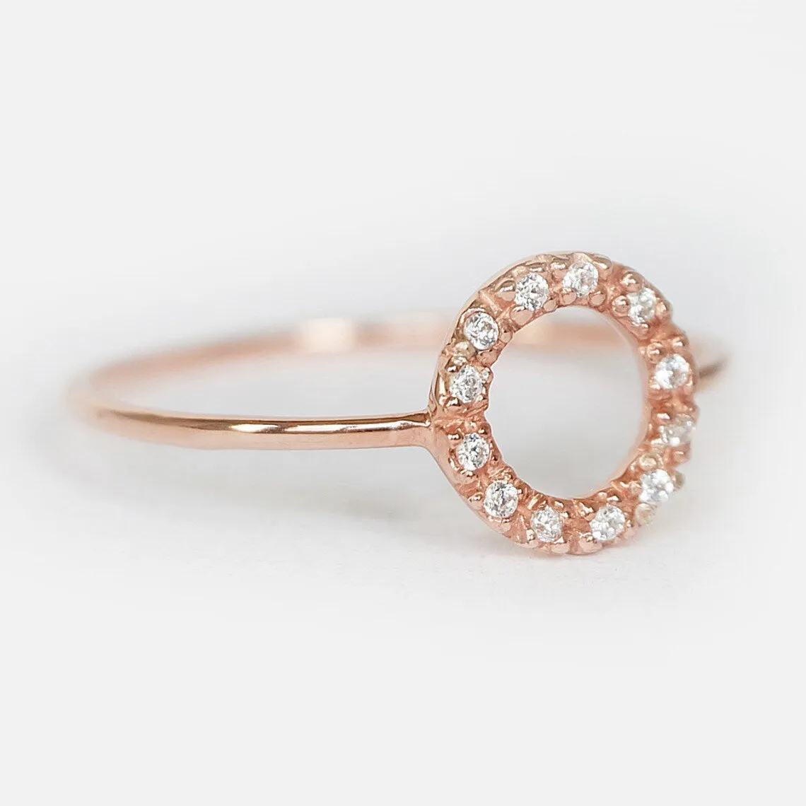 Open Circle Halo Rings - 14k Rose Gold Vermeil Promise Ring