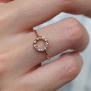 Open Circle Halo Rings - 14k Rose Gold Vermeil Promise Ring