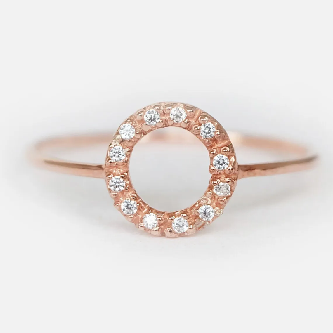 Open Circle Halo Rings - 14k Rose Gold Vermeil Promise Ring