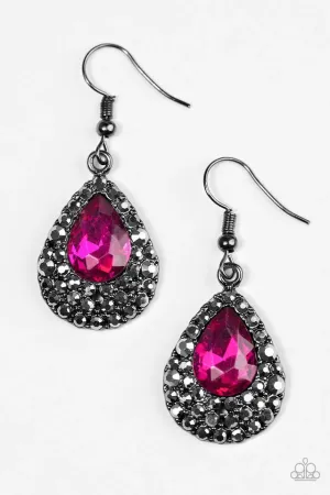 Paparazzi Earring ~ Reel In The Glitter - Pink