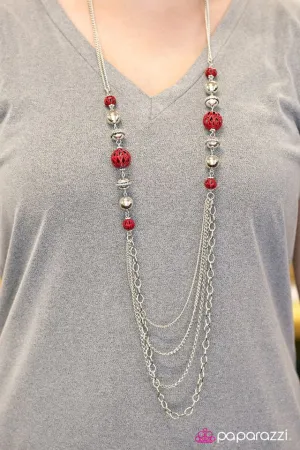 Paparazzi Necklace ~ Balloon Ride - Red