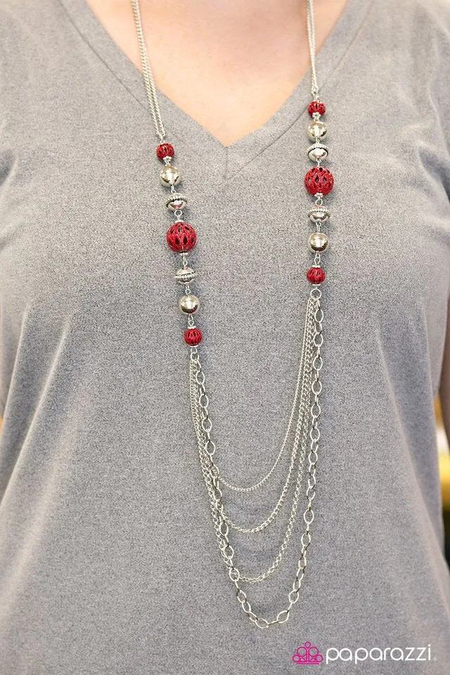 Paparazzi Necklace ~ Balloon Ride - Red