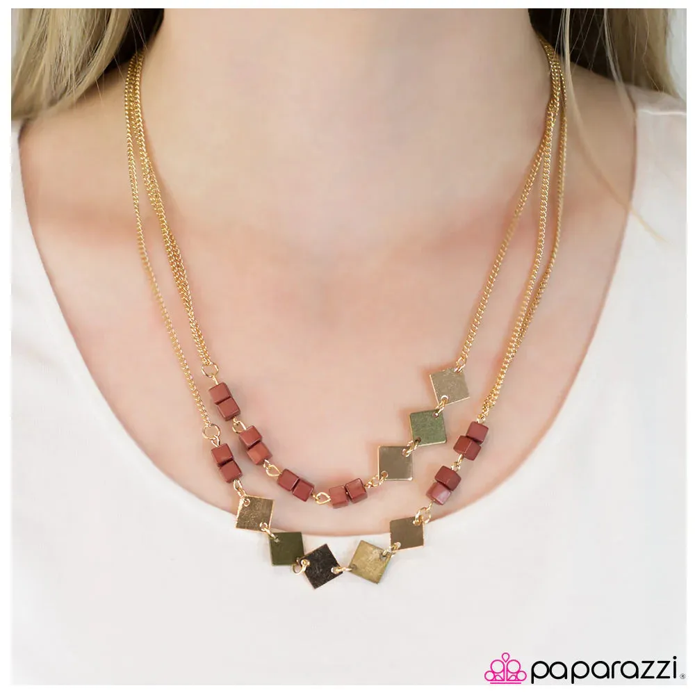 Paparazzi Necklace ~ Desert Diamonds  - Brown