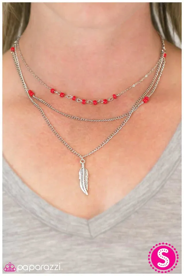 Paparazzi Necklace ~ Early Bird - Red