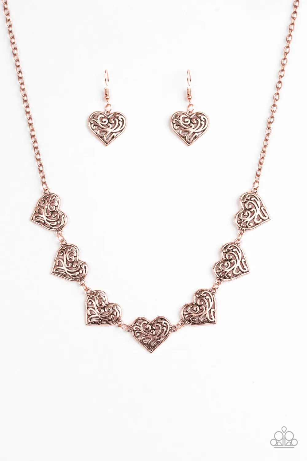 Paparazzi Necklace ~ Heart Heaven - Copper