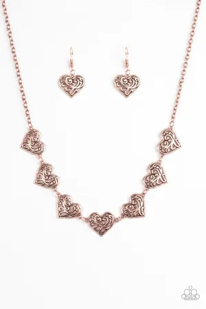 Paparazzi Necklace ~ Heart Heaven - Copper