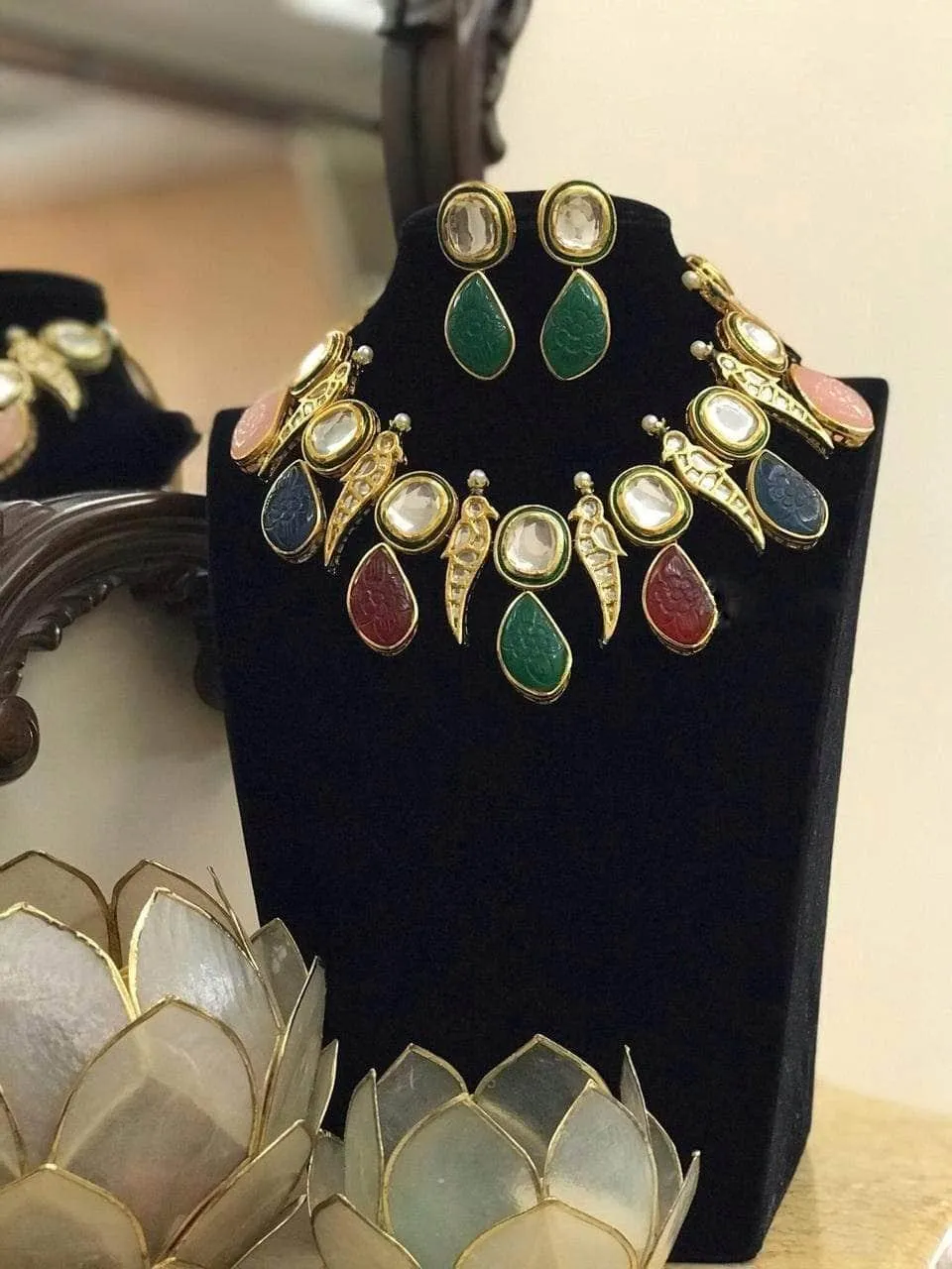 Parrot Motif Kundan Necklace