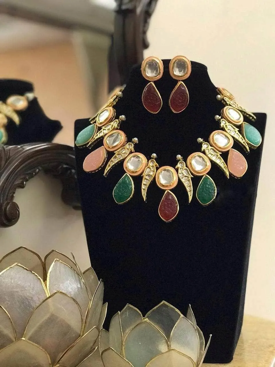 Parrot Motif Kundan Necklace