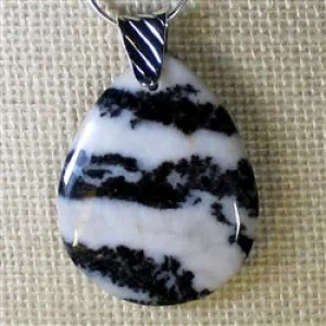 Pendant Necklace Black & White Zebra Jasper Pendant