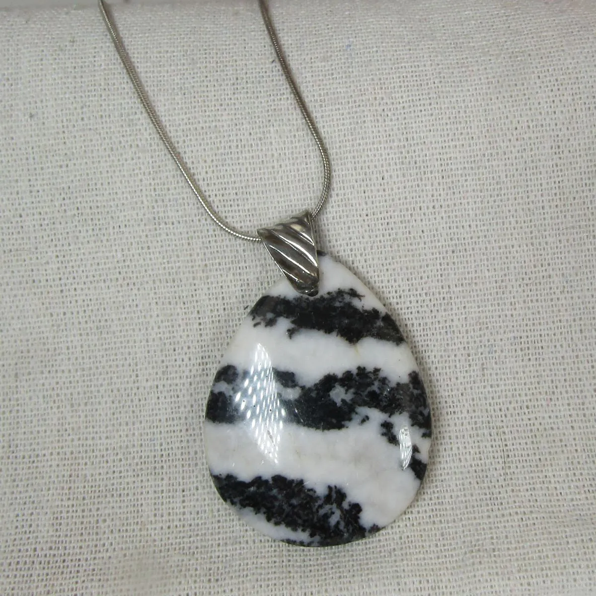 Pendant Necklace Black & White Zebra Jasper Pendant