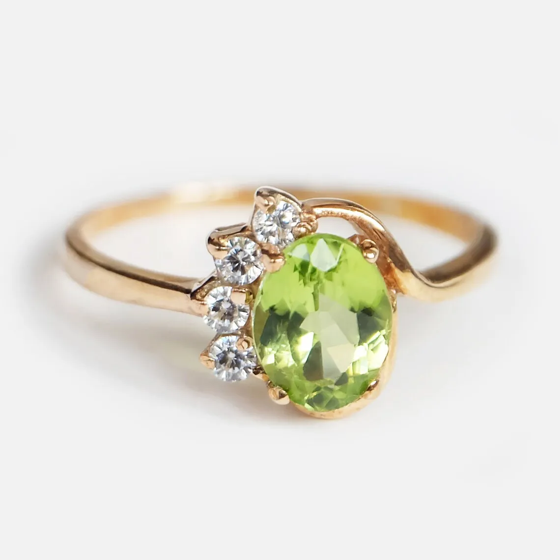 Peridot Engagement Ring - 14k Gold Vermeil Ring - Peridot Statement Ring