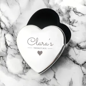 Personalised Contemporary Silver Heart Trinket Box