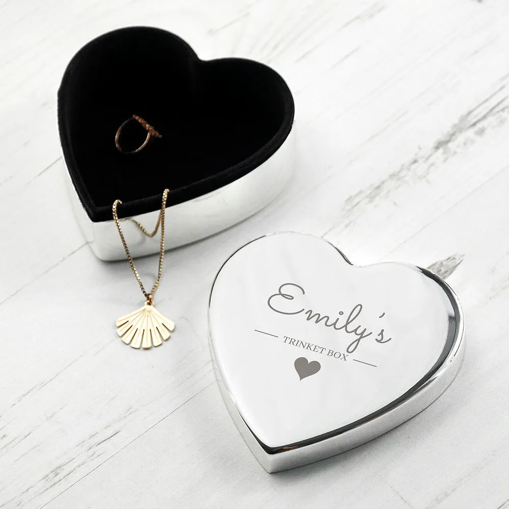 Personalised Contemporary Silver Heart Trinket Box