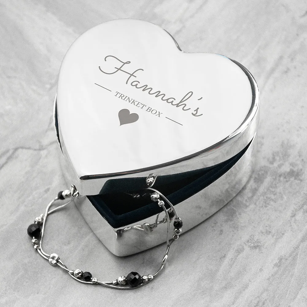 Personalised Contemporary Silver Heart Trinket Box