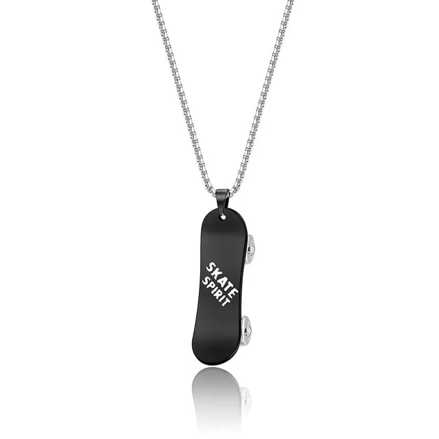 Personalized Stainless Steel Skateboard Pendant Custom Text Necklace