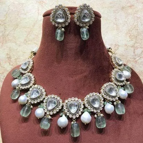 Polki Kundan Set Natural Stone