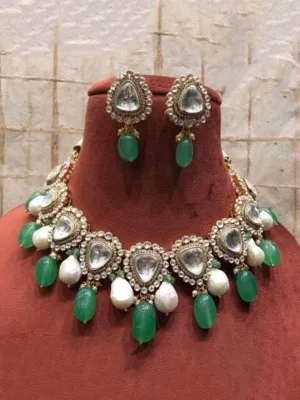 Polki Kundan Set Natural Stone