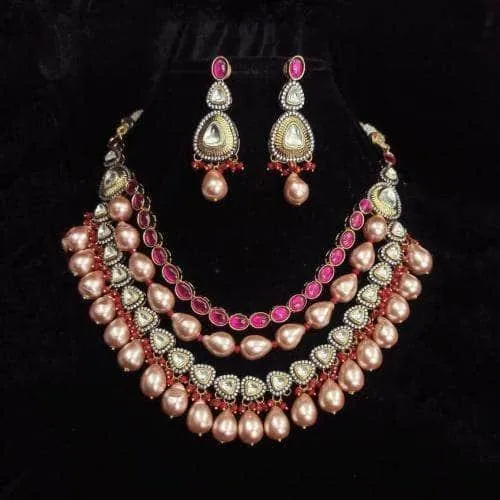 Polki Necklace With Beads