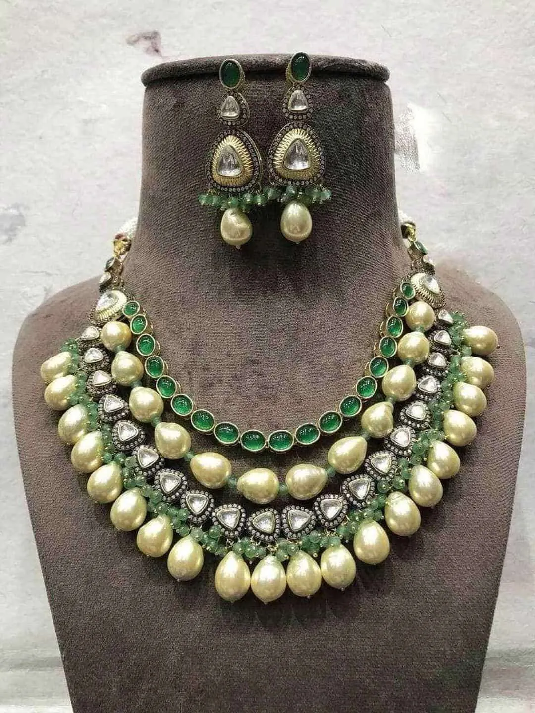 Polki Necklace With Beads