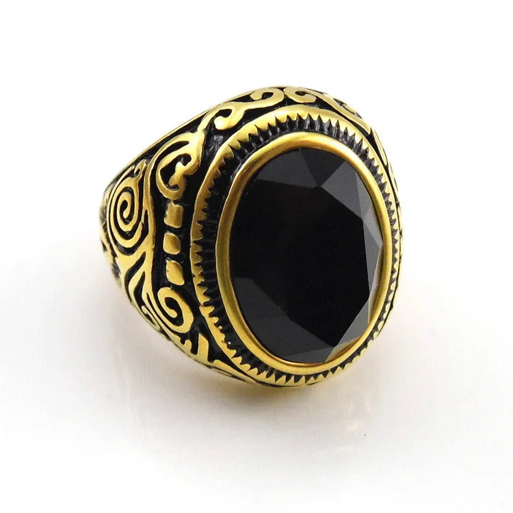 Popular Men's Jewelry New Large And Thick Stainless Steel Rings Austrian Crystal Fashion Jewelry