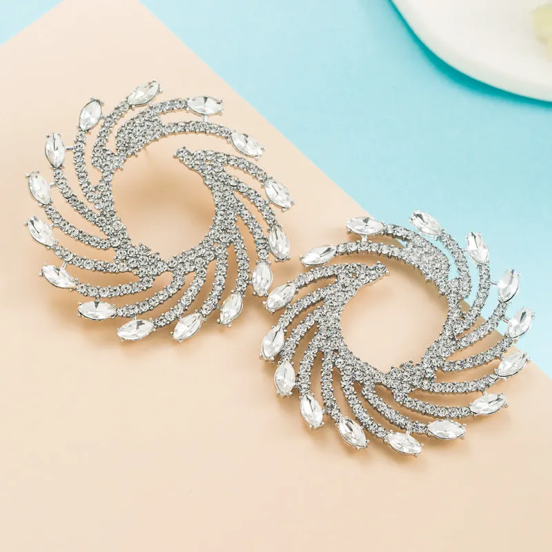 Pre Order:  Exaggerated Alloy Diamond Colored Whirlwind Earrings