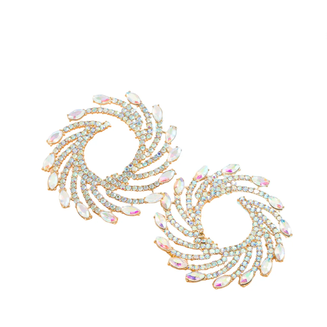 Pre Order:  Exaggerated Alloy Diamond Colored Whirlwind Earrings