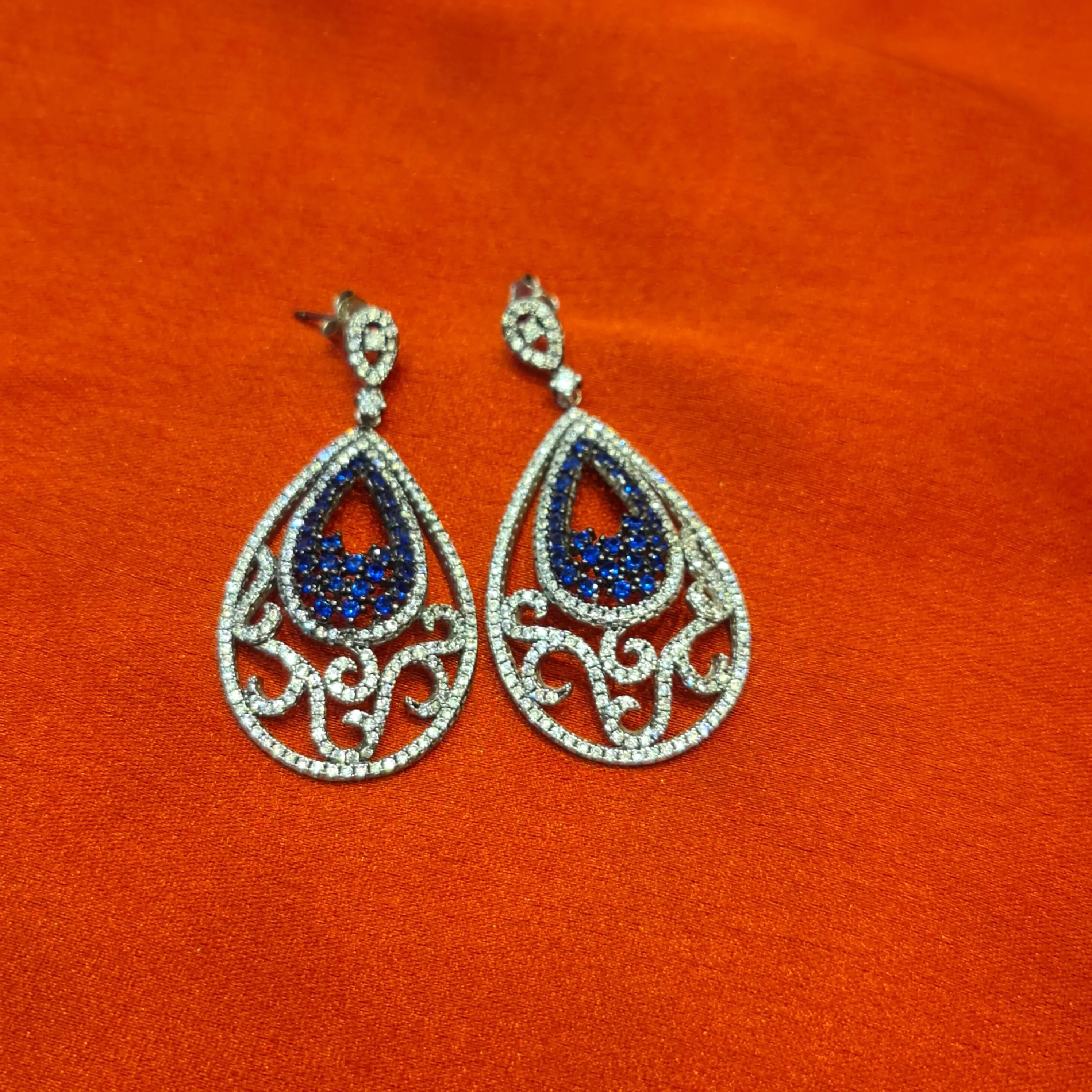 "Sparkling Elegance: Dazzle in 92.5 Silver CZ Chandbali Earrings"