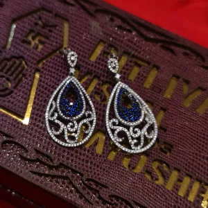 "Sparkling Elegance: Dazzle in 92.5 Silver CZ Chandbali Earrings"