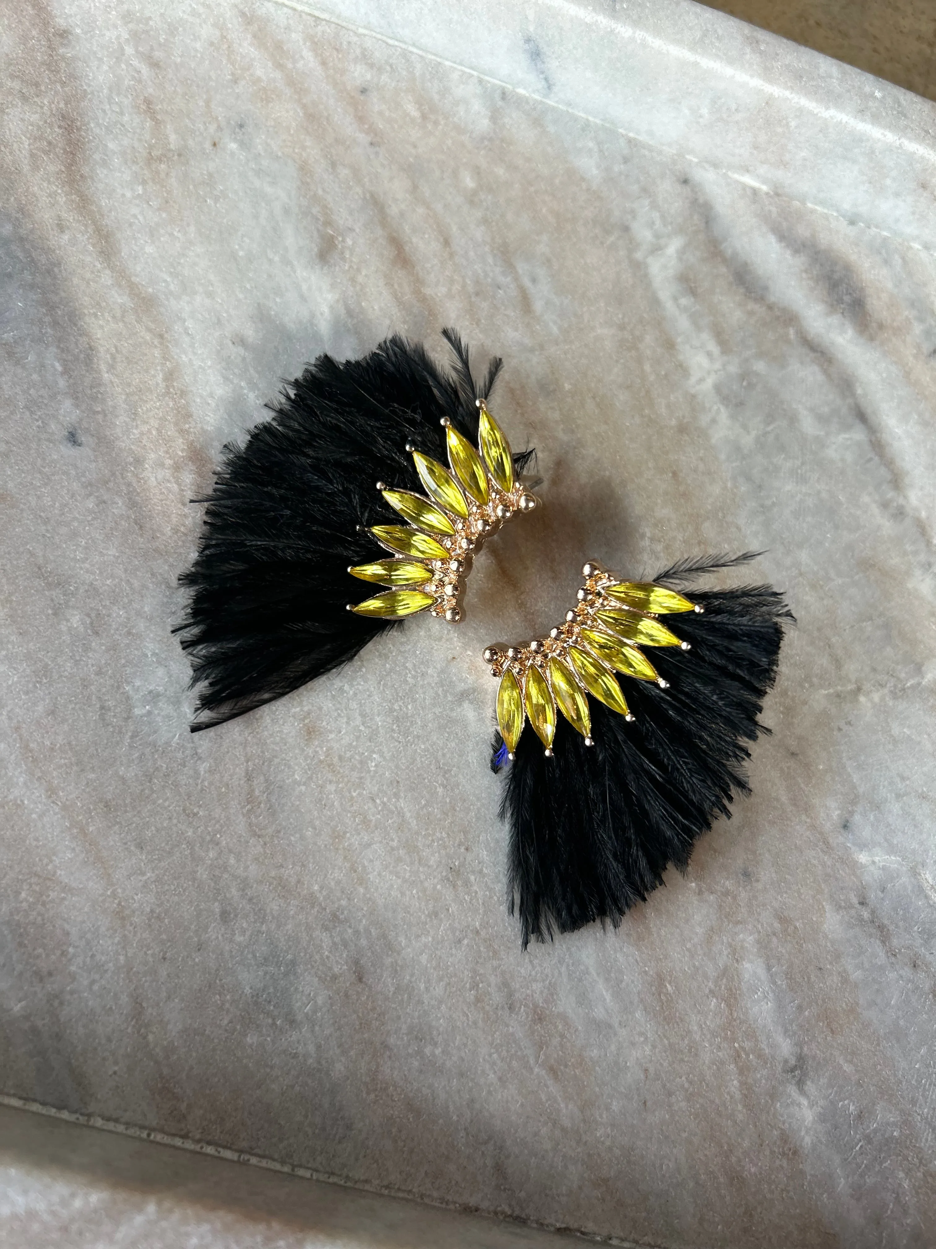 Rhinestone Feather Earrings