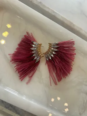 Rhinestone Feather Earrings