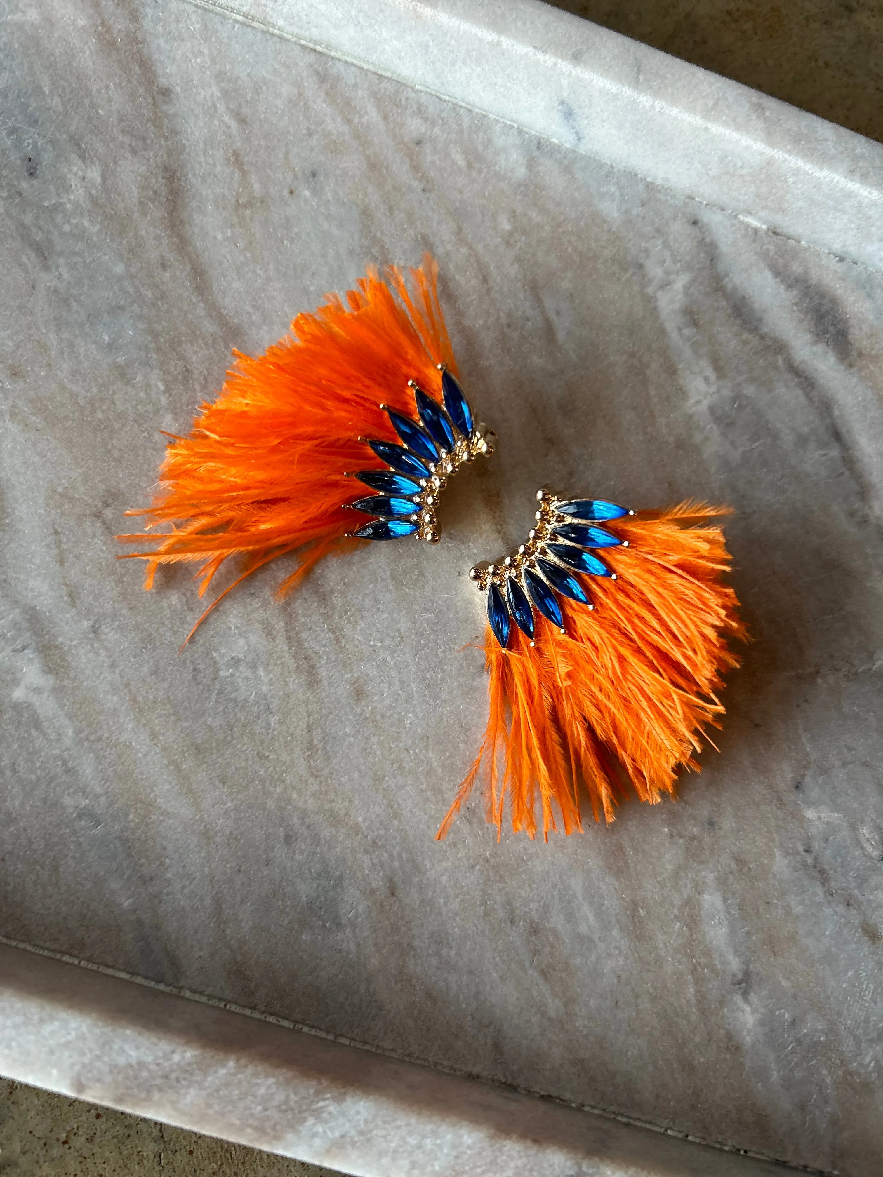 Rhinestone Feather Earrings