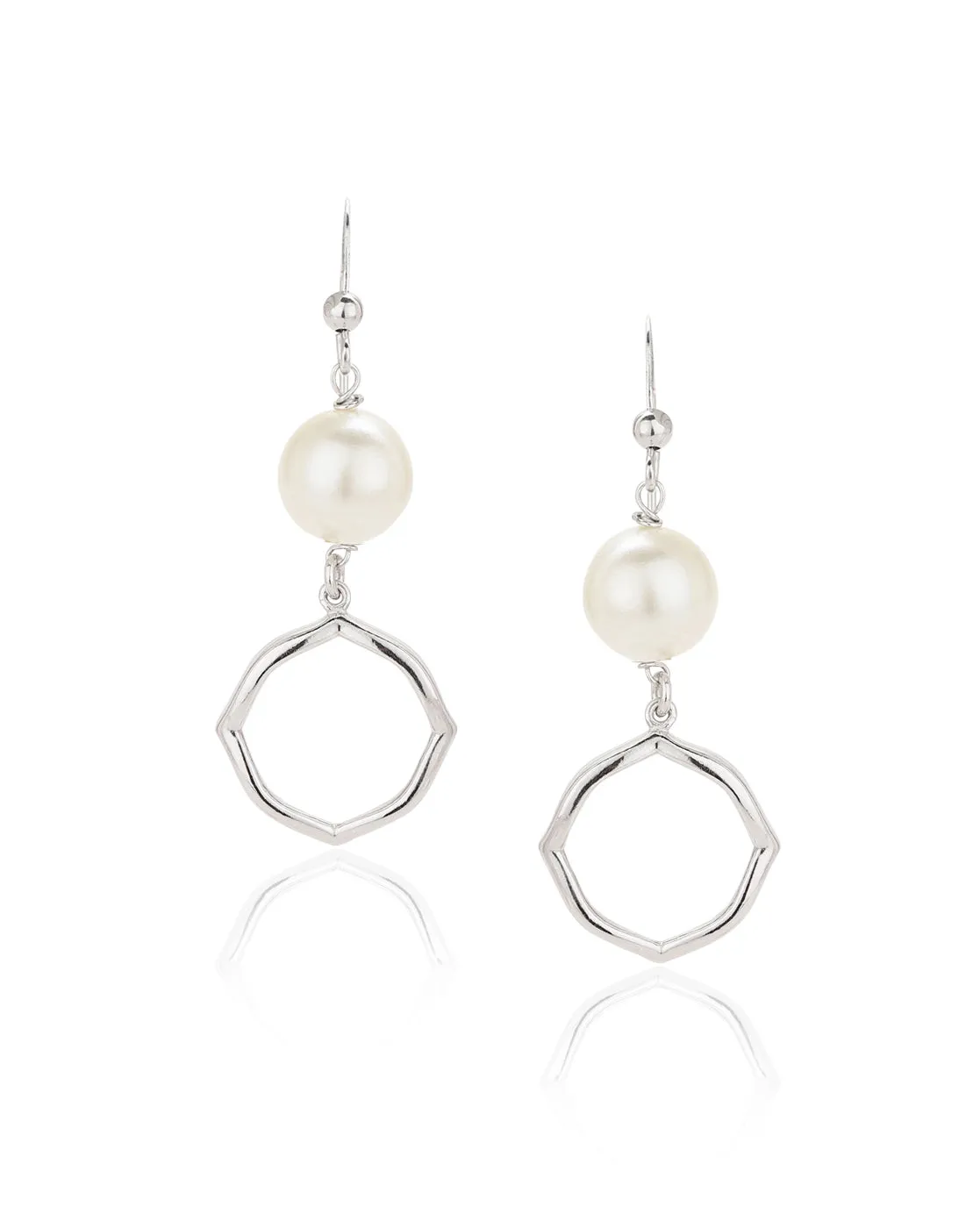 Rhodium Plated Contemporary Drop Earring