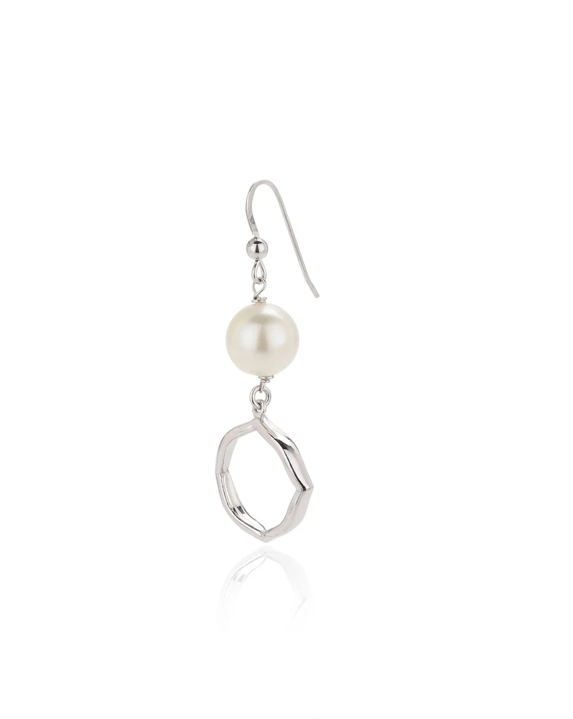 Rhodium Plated Contemporary Drop Earring